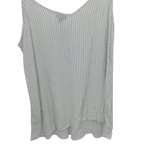 Torrid Striped Faux Lace Up Front Tank Top Size 1X Plus White Blue Spaghetti - Picture 9 of 10